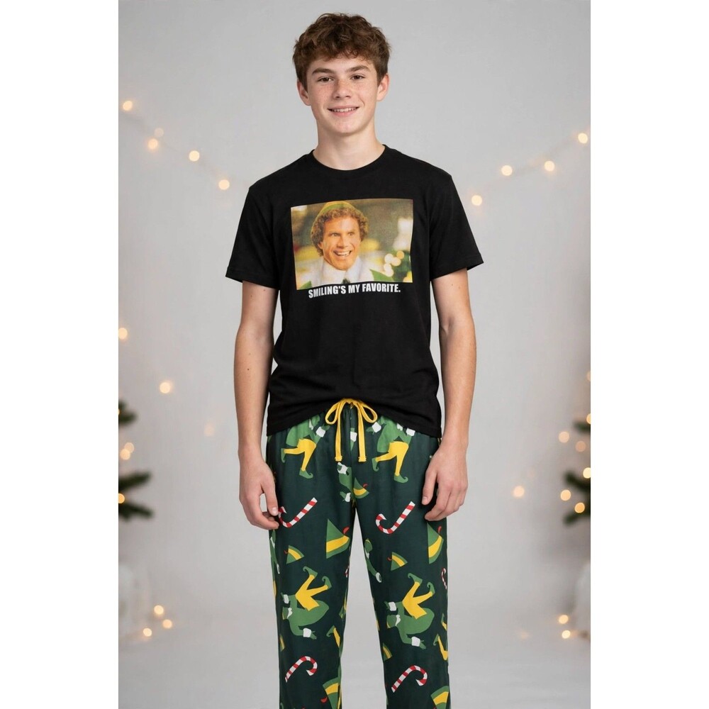 Elf Movie Sleep Set S Small Mens Boys 14/16 Smiling's My Favorite Christmas PJs